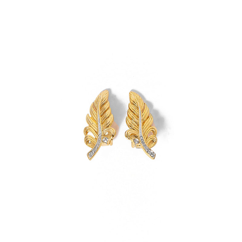 Vintage Leaf Rhinestone Earrings - beg borrow steal studio