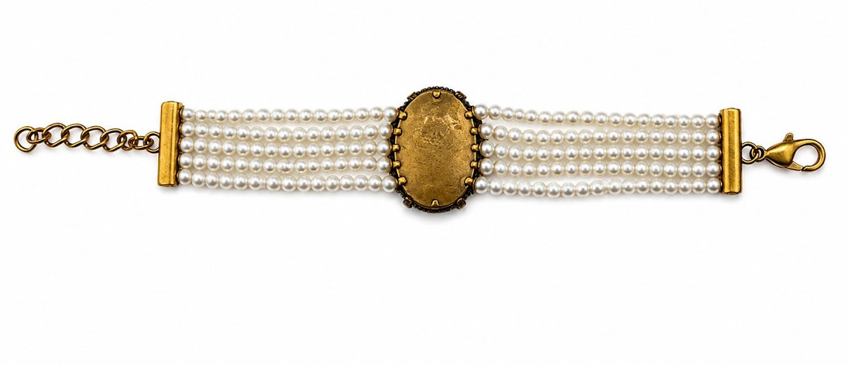 Vintage Micro Mosaic Pearl Bracelet (BBS_MWCB005)
