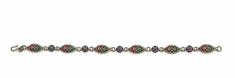 Vintage Italian micro mosaic link bracelet. (BBS_MWCB009)