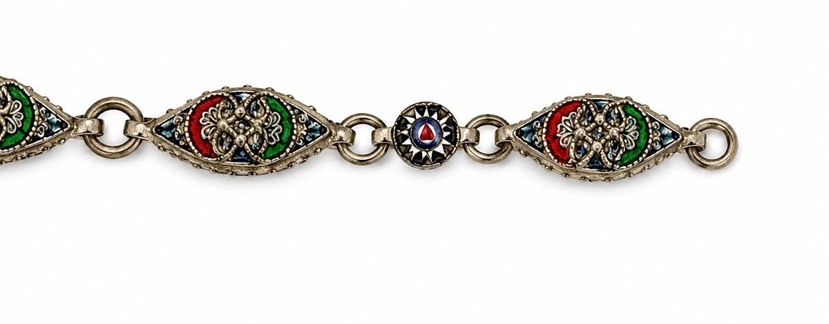 Vintage Italian micro mosaic link bracelet. (BBS_MWCB009)
