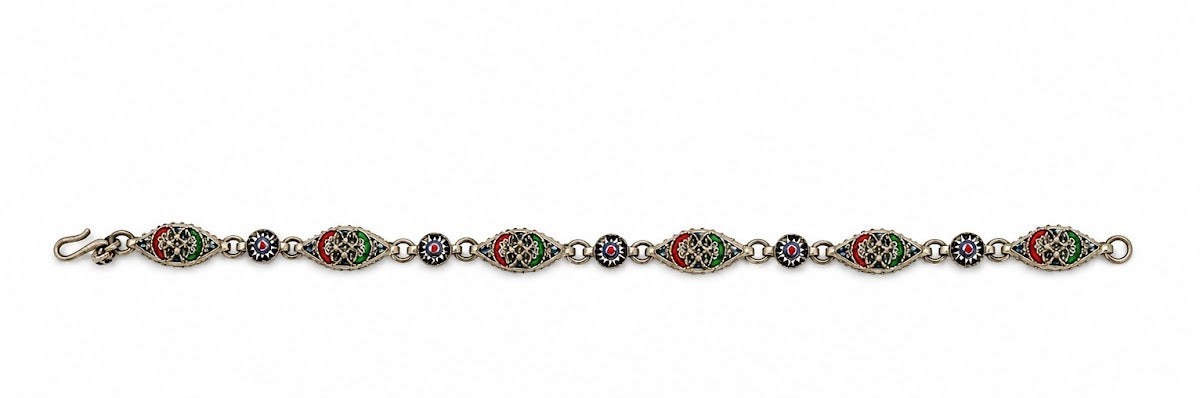 Vintage Italian micro mosaic link bracelet. (BBS_MWCB009)
