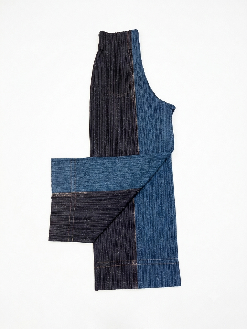 Issey Miyake Pleats Please Denim Wide-Leg Pocket Trousers