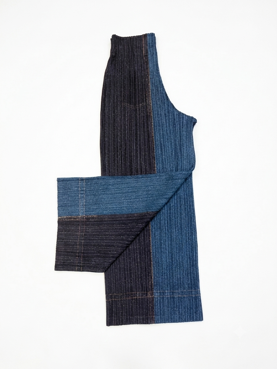 Issey Miyake Pleats Please Denim Wide-Leg Pocket Trousers