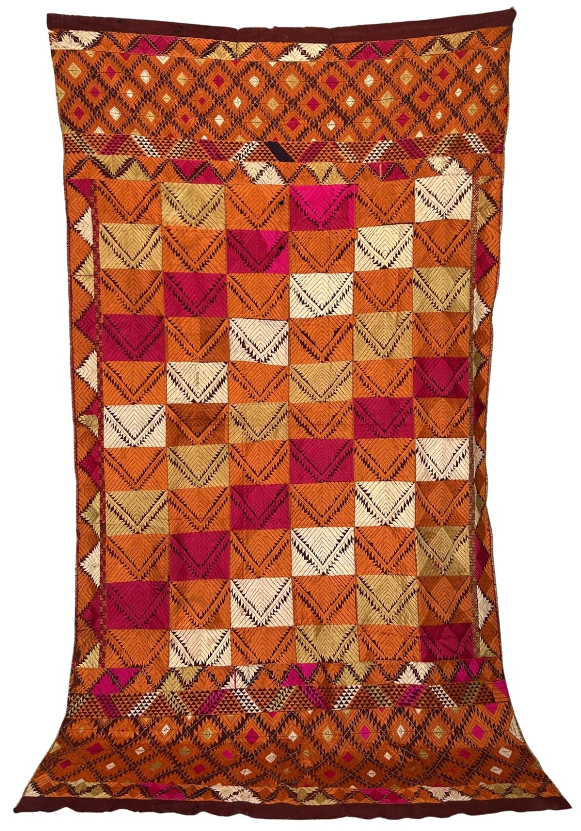 Vintage Panchranga Block Chevron Bagh Phulkari