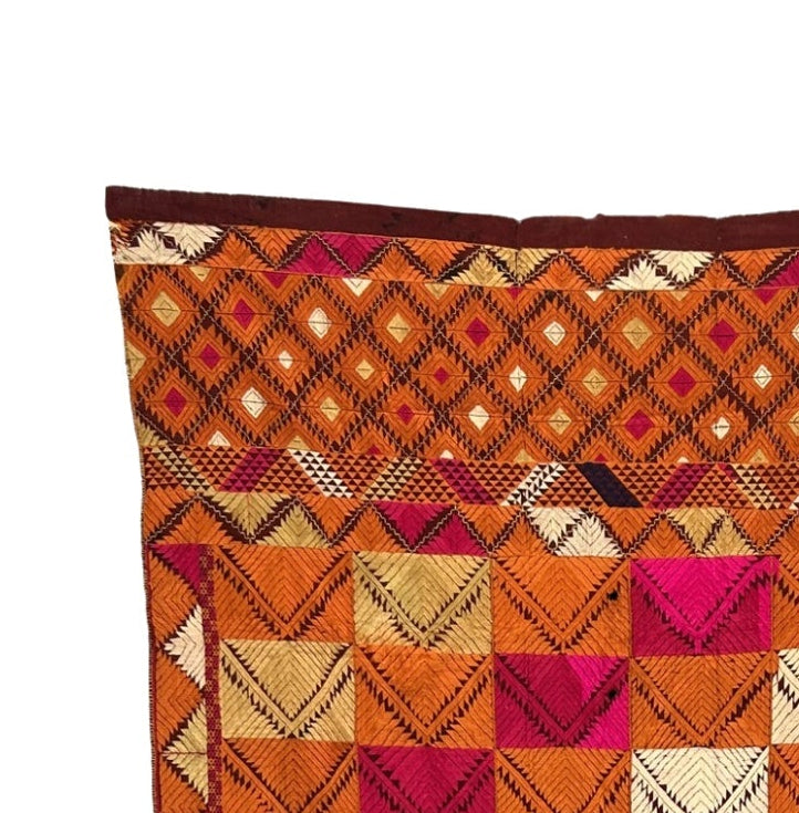 Vintage Panchranga Block Chevron Bagh Phulkari