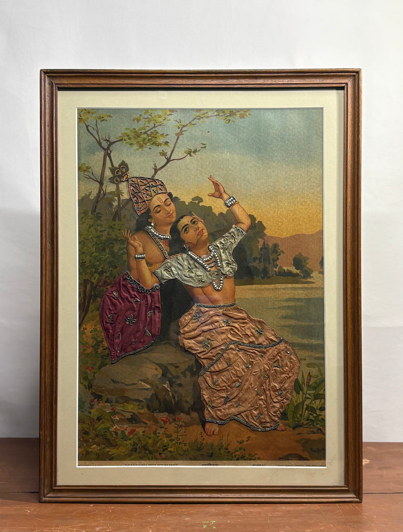 Vintage Raja Ravi Varma Radha Vilas Oleograph (No. 222)