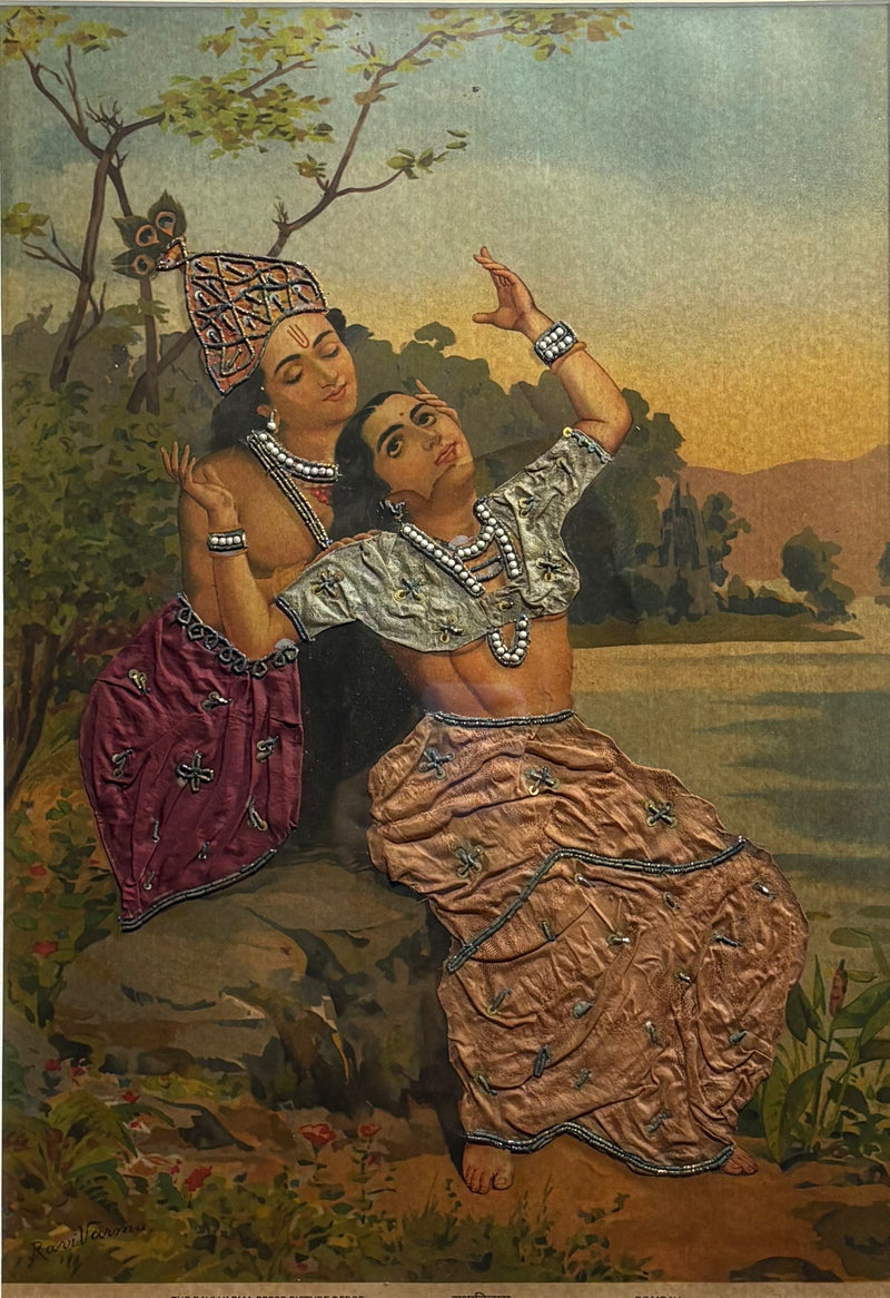 Vintage Raja Ravi Varma Radha Vilas Oleograph (No. 222)