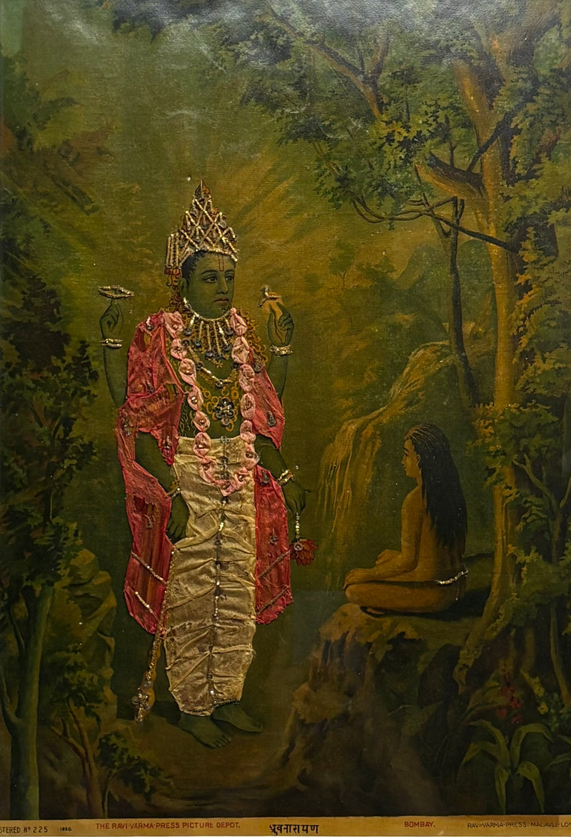 Vintage Raja Ravi Varma Dhruva Narayana Oleograph (No. 225)