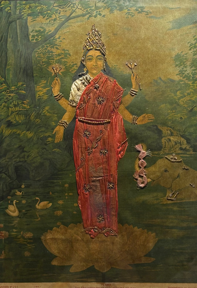 Vintage Raja Ravi Varma Laxmi Oleograph (No. 203 Motibazar)