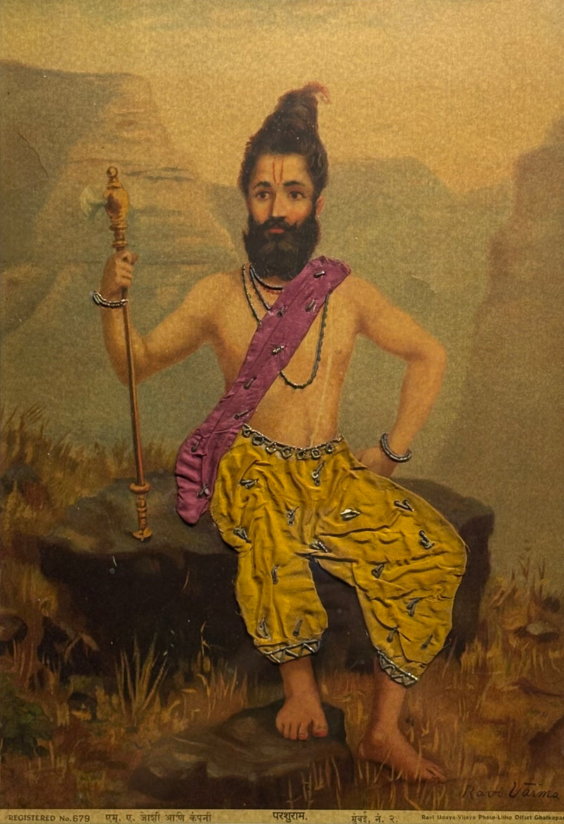 Vintage Raja Ravi Varma Parshuram Oleograph (No. 679)