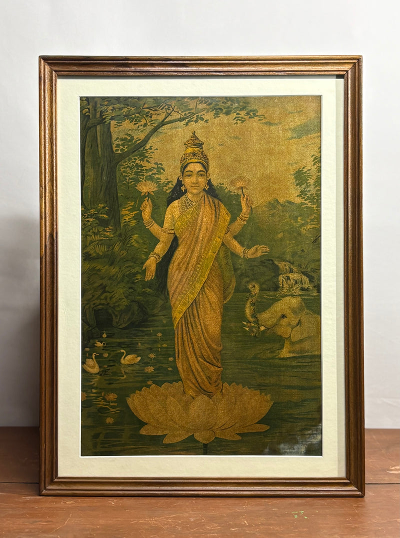 Vintage Raja Ravi Varma Laxmi Competition Edition Oleograph