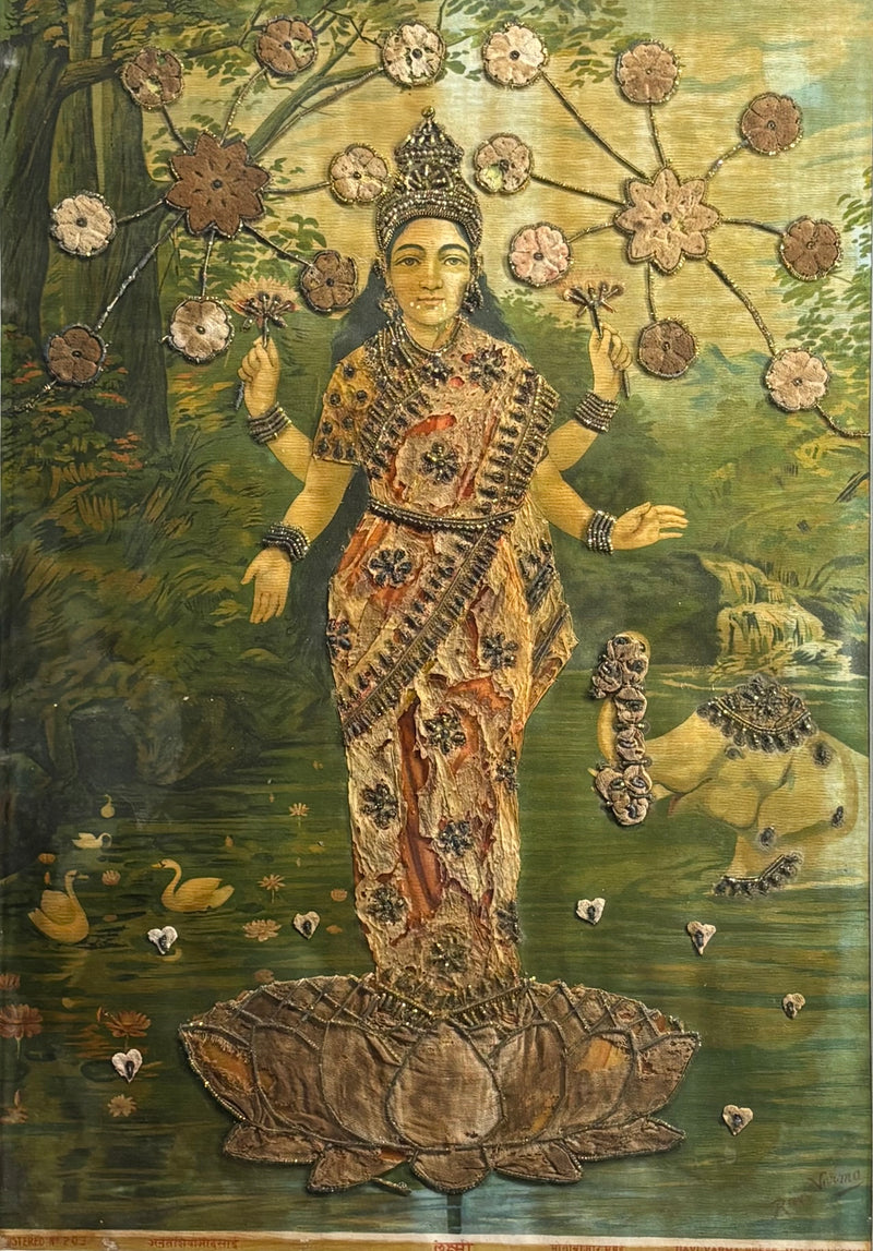 Vintage Raja Ravi Varma Laxmi Oleograph (No. 203)