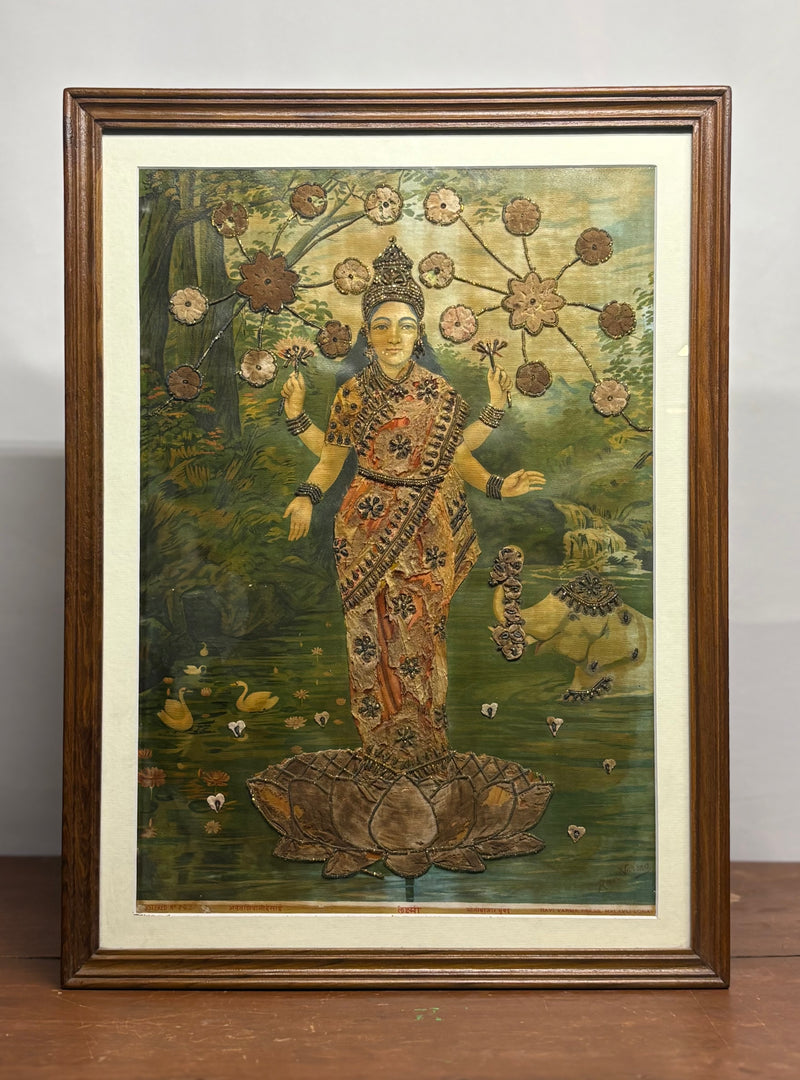 Vintage Raja Ravi Varma Laxmi Oleograph (No. 203)
