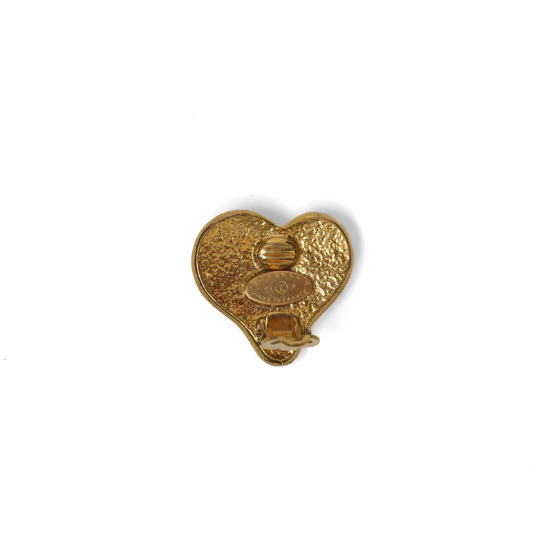 VINTAGE CHANEL CC HEART MOTIF EARRINGS - beg borrow steal studio