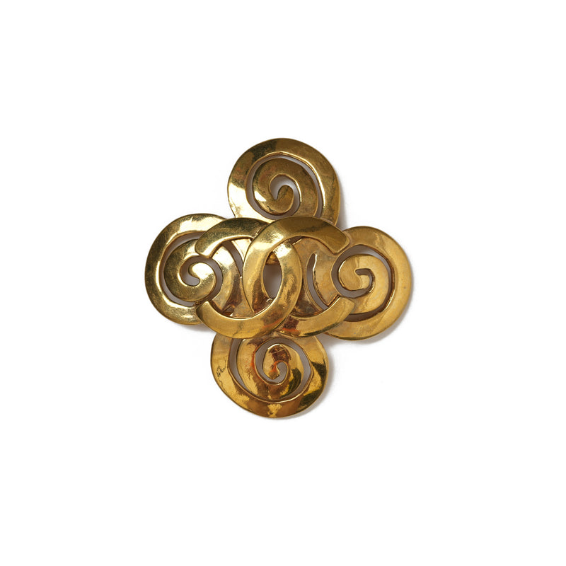 Vintage Chanel Twisted Flower CC Brooch - beg borrow steal studio