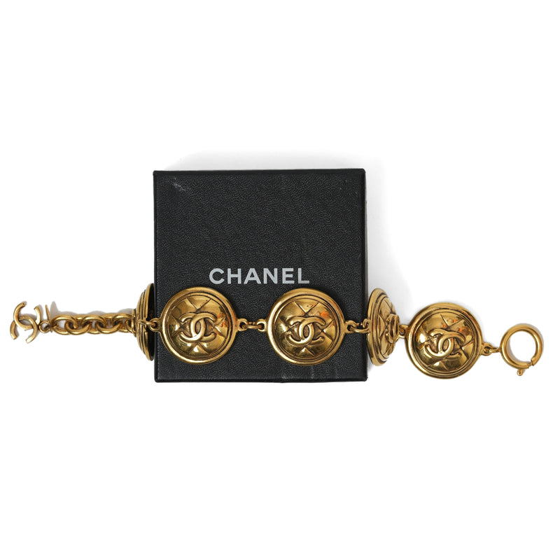 Vintage Chanel Quilted Matelasse CC Medallion Bracelet - beg borrow steal studio