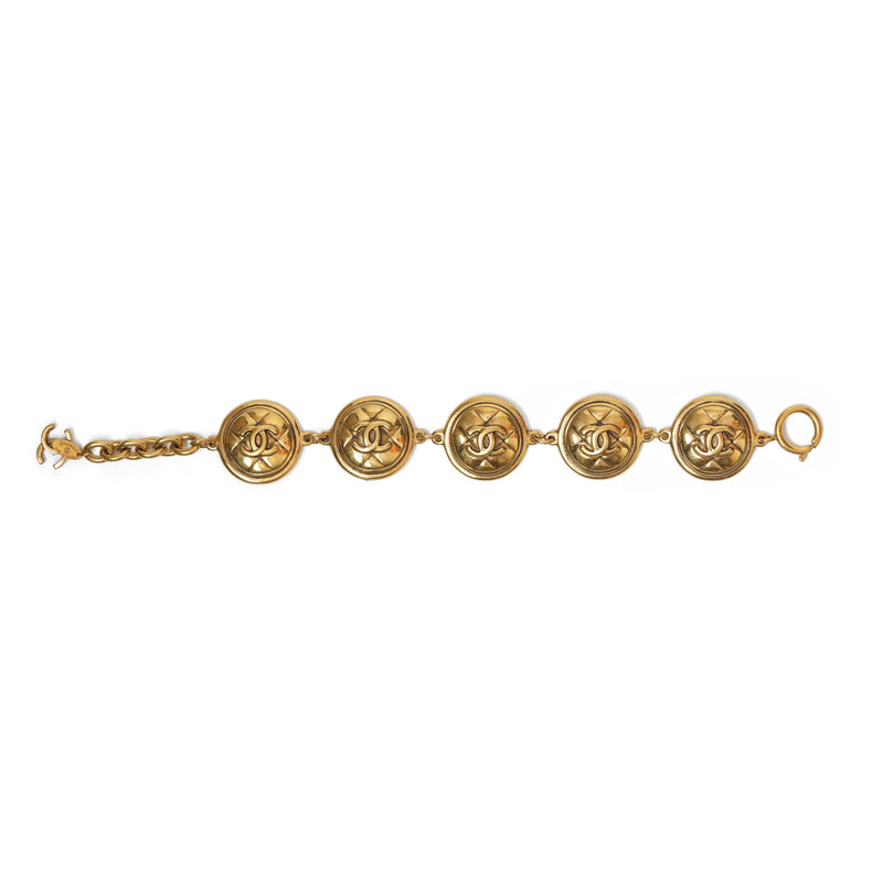 Vintage Chanel Quilted Matelasse CC Medallion Bracelet - beg borrow steal studio