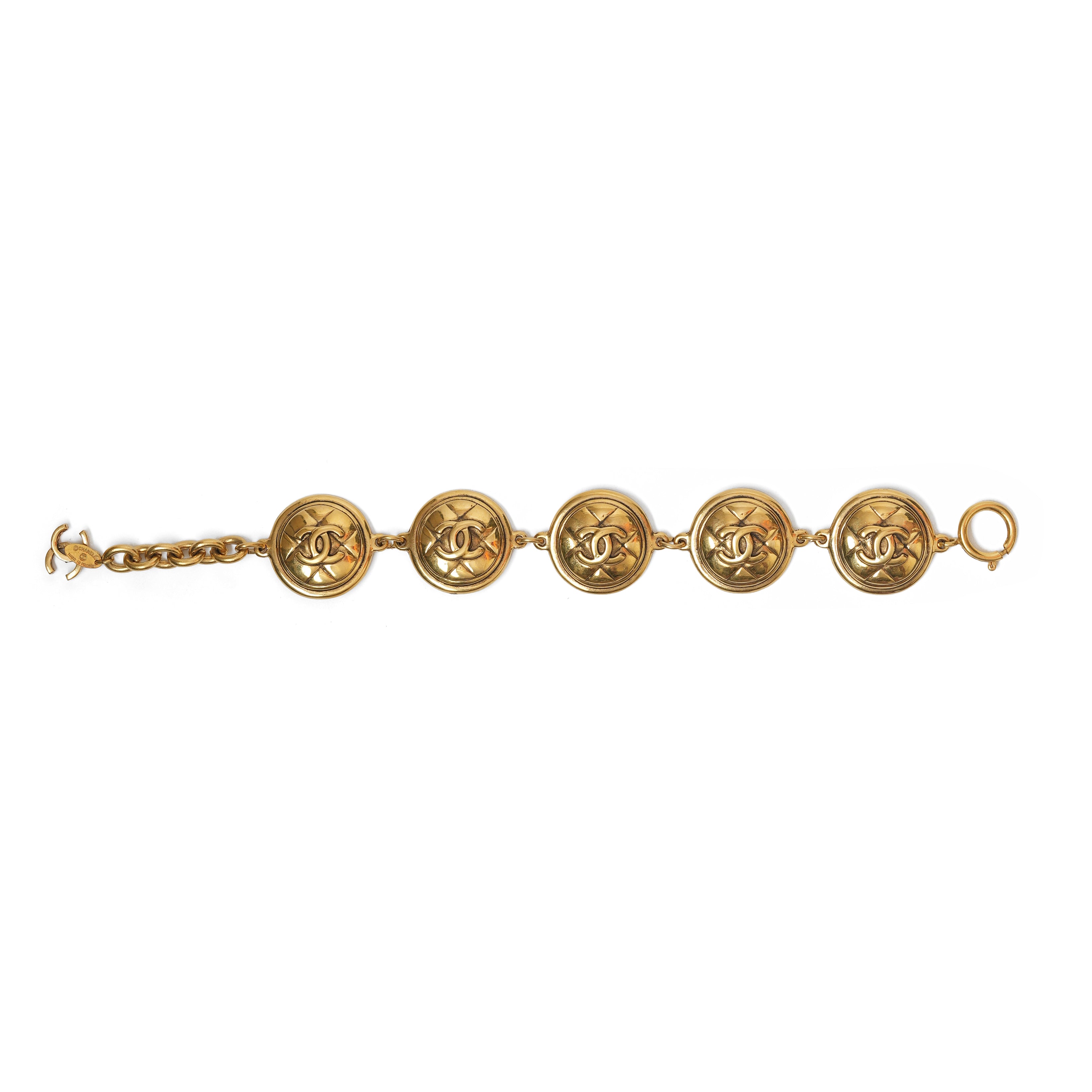 Vintage Chanel Quilted Matelasse CC Medallion Bracelet - beg borrow steal studio
