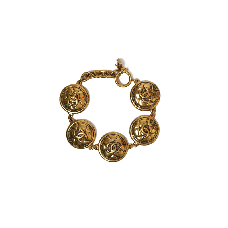Vintage Chanel Quilted Matelasse CC Medallion Bracelet - beg borrow steal studio