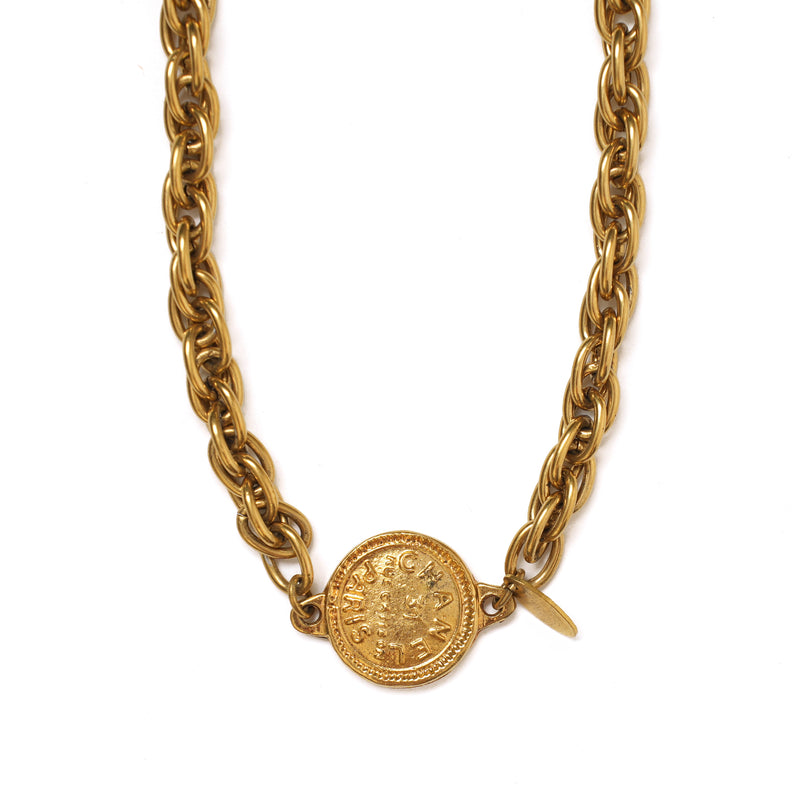 VINTAGE CHANEL CHAIN LINK WITH ONE SMALL POCOIN NECKLACE - Beg Borrow Steal Studio