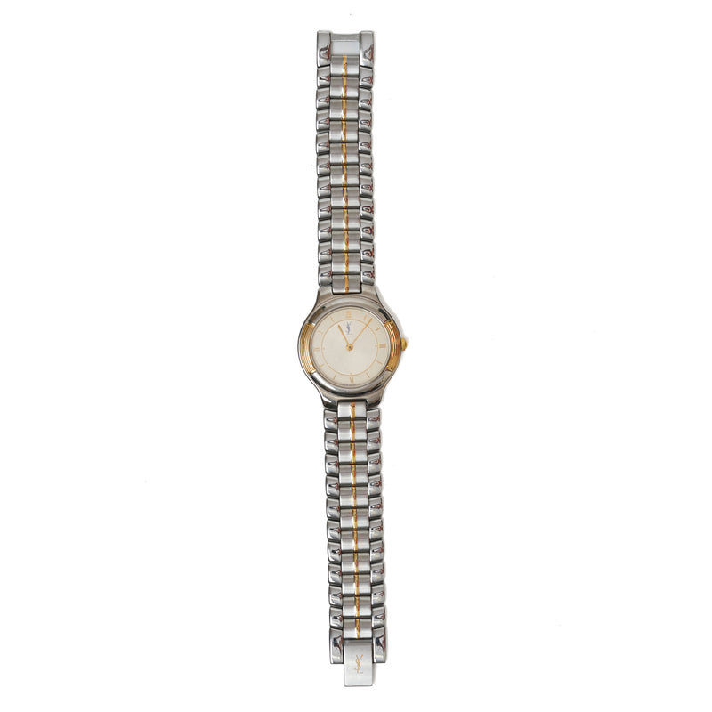 vintage Yves Saint Laurent (YSL) Round Dial Two-Tone Quartz Watch - beg borrow steal studio