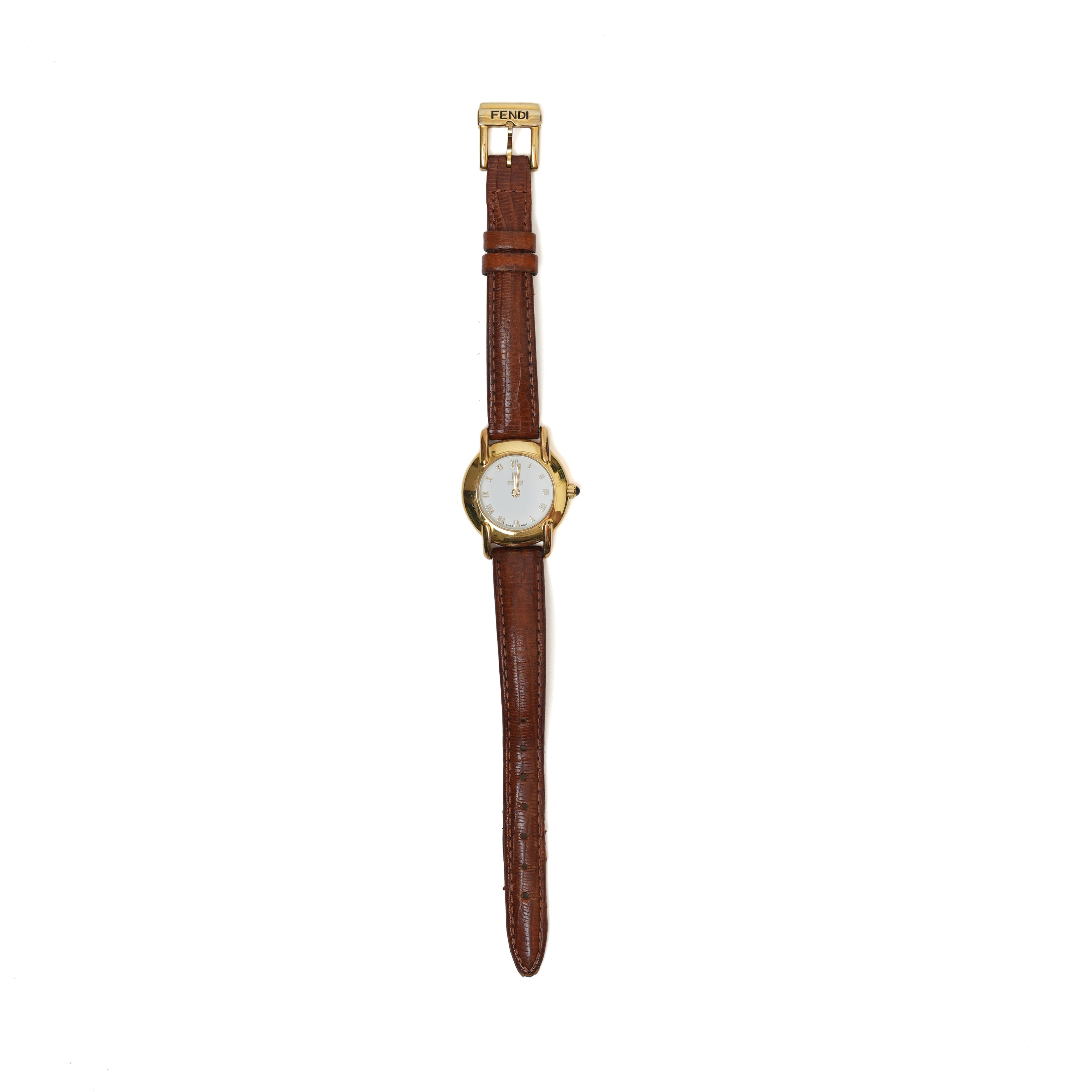 Vintage Fendi Orologi Round Leather Strap Watch - beg borrow steal studio