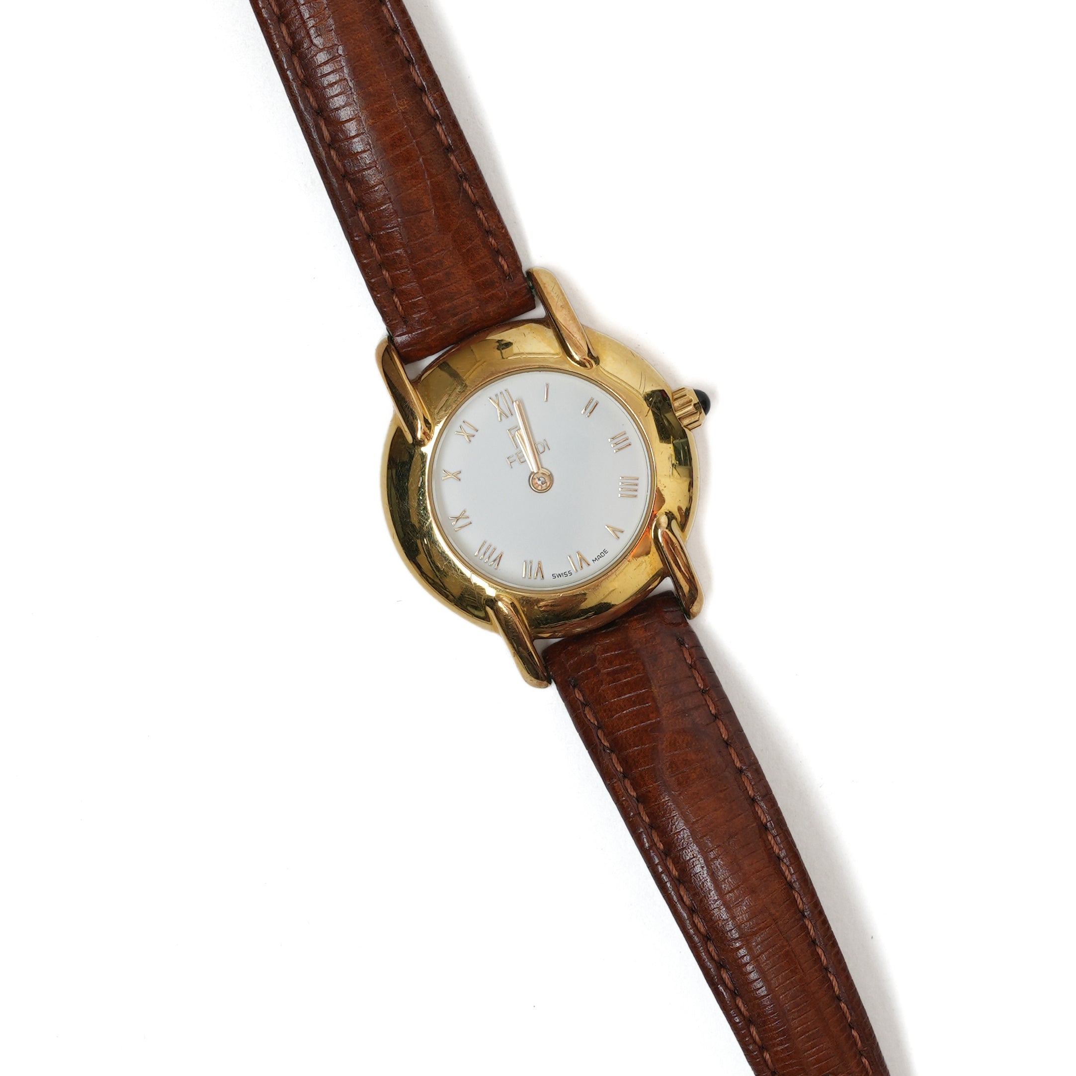 Vintage Fendi Orologi Round Leather Strap Watch - beg borrow steal studio
