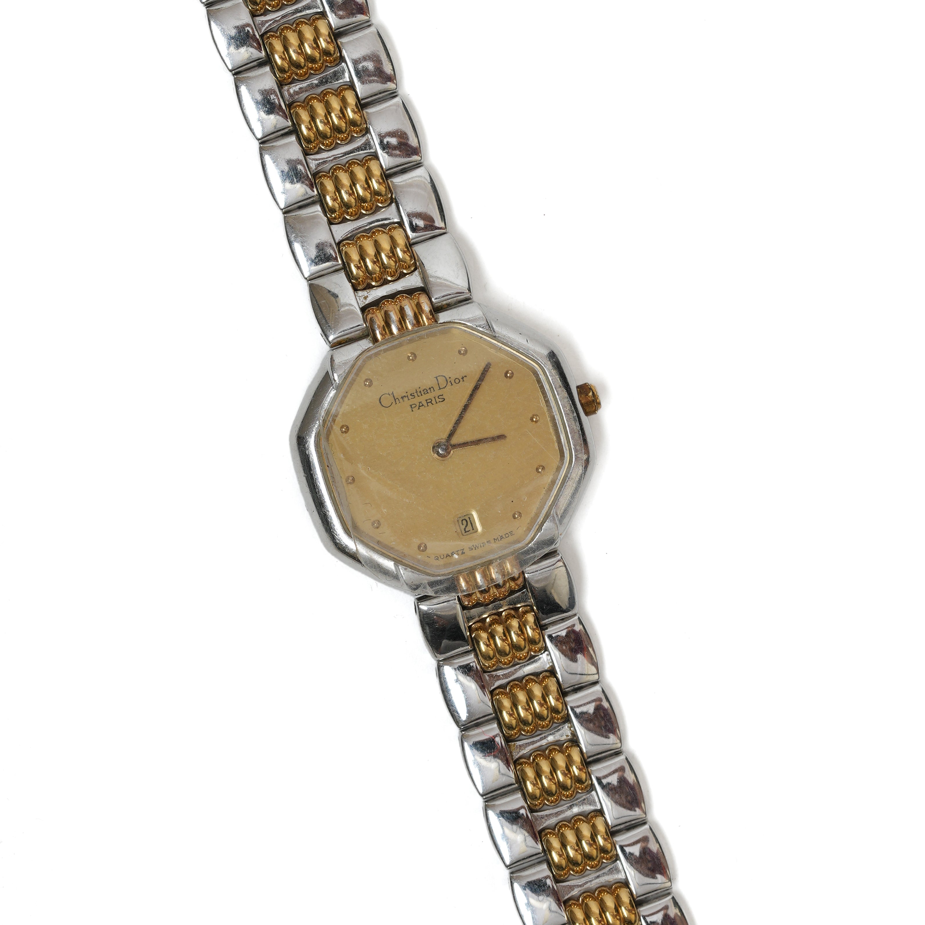 Vintage Christian Dior Depose Octagon Two-Tone Watch - beg borrow steal studio
