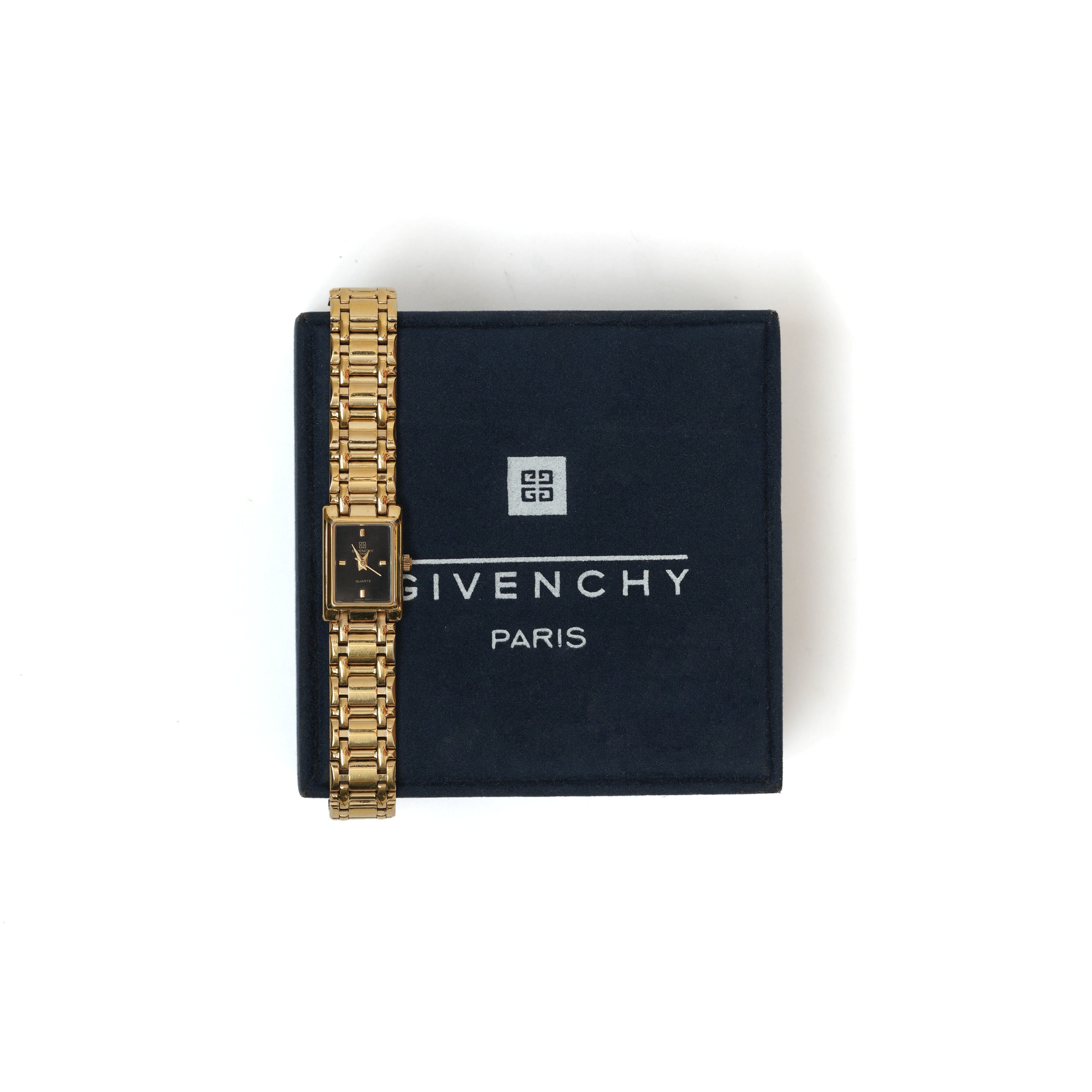 Vintage Givenchy Rectangular Black Dial Watch - beg borrow steal studio