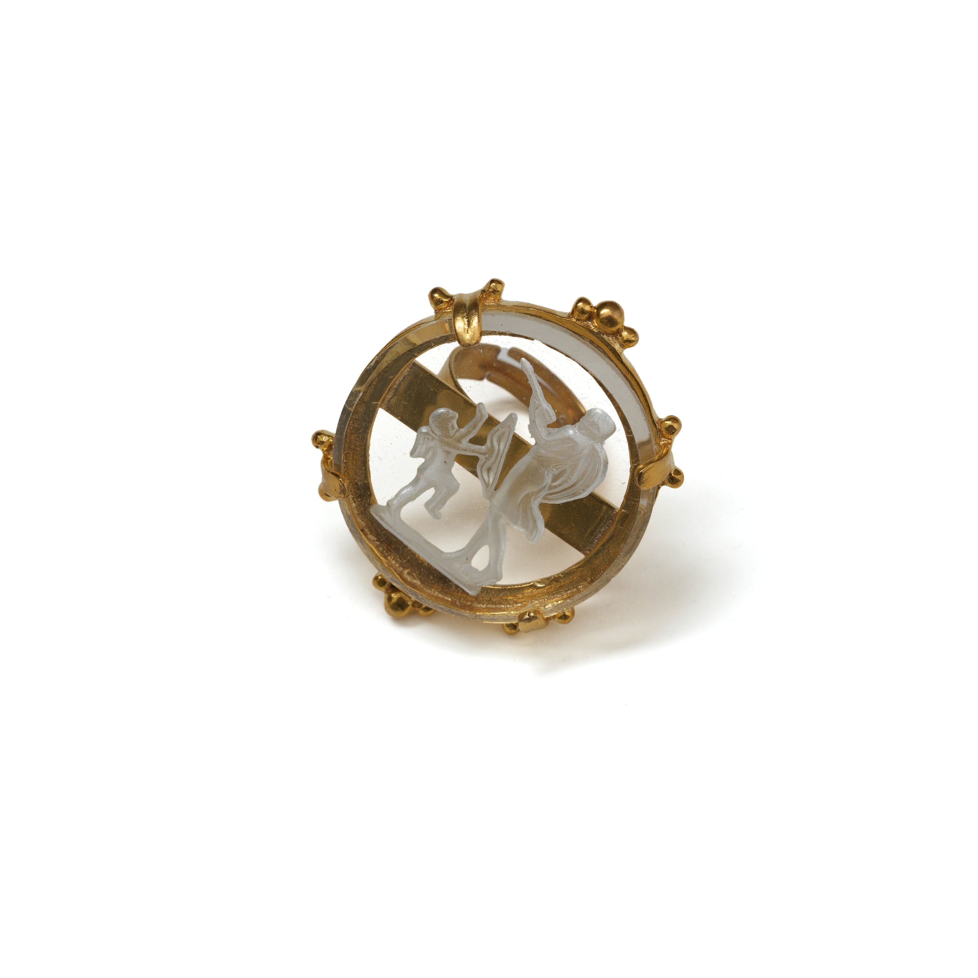 Vintage Czech Glass Cameo Ring