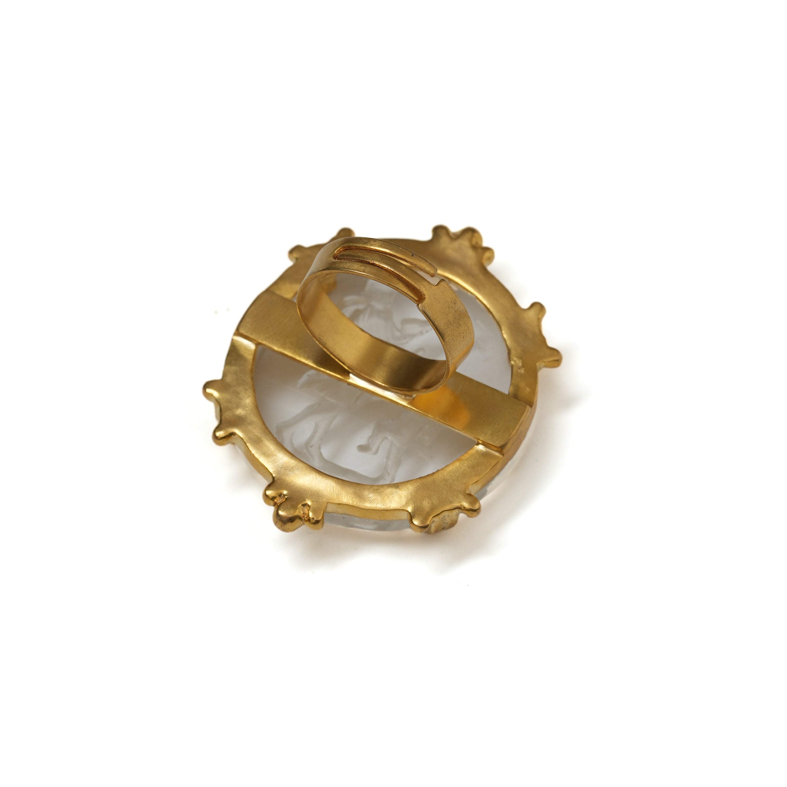 Vintage Czech Glass Cameo Ring