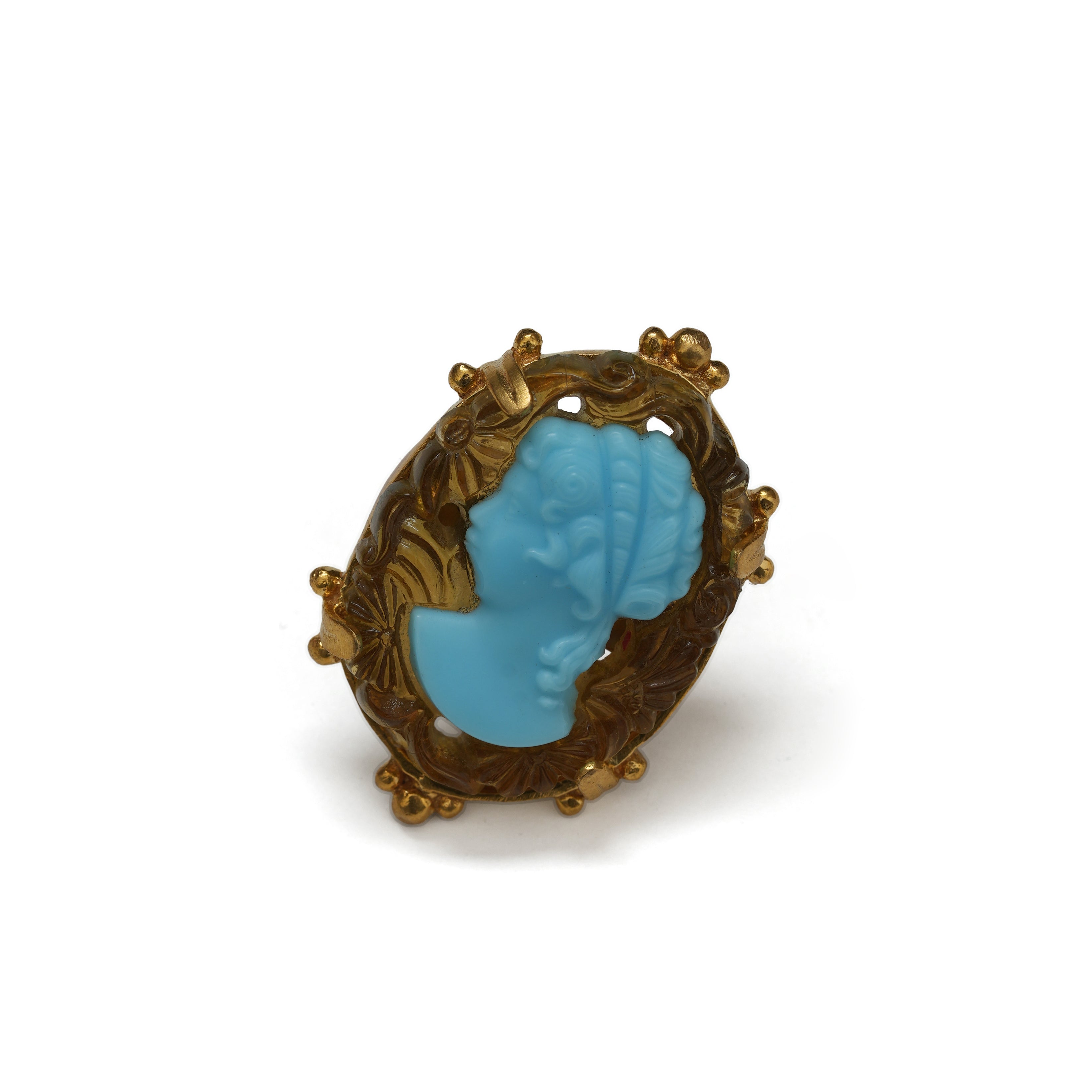 Vintage Czech Glass Cameo Ring