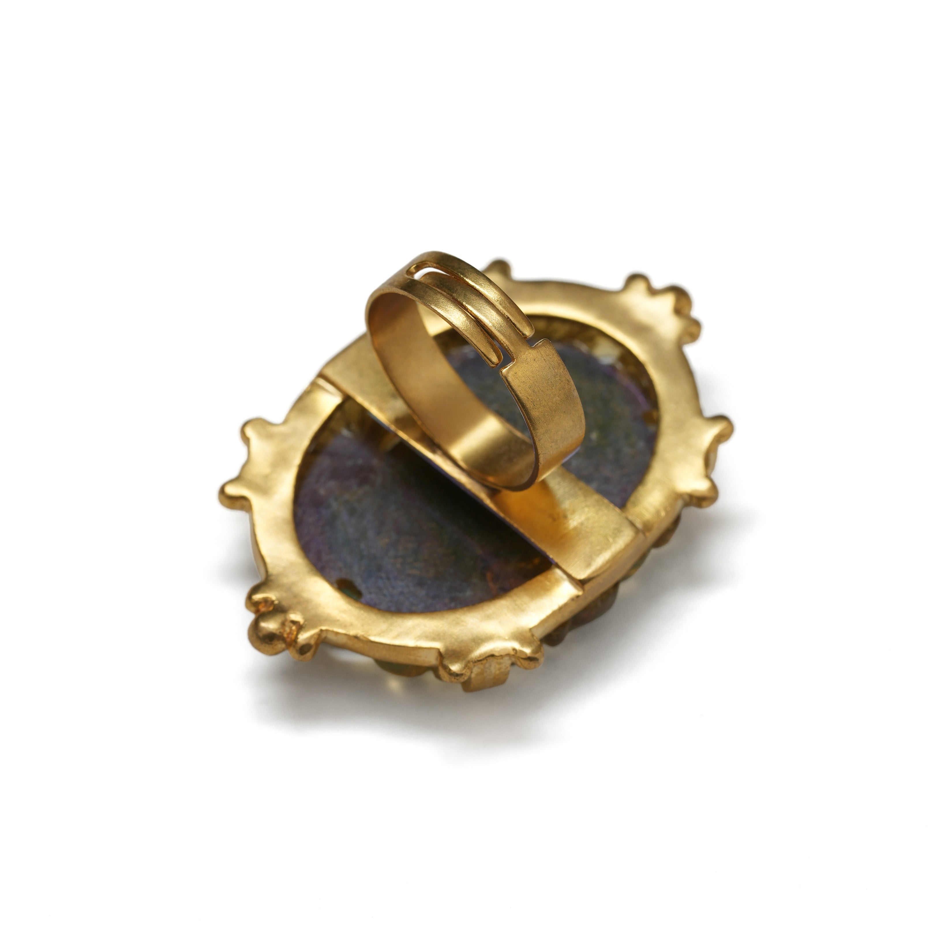 Vintage Czech Glass Cameo Ring