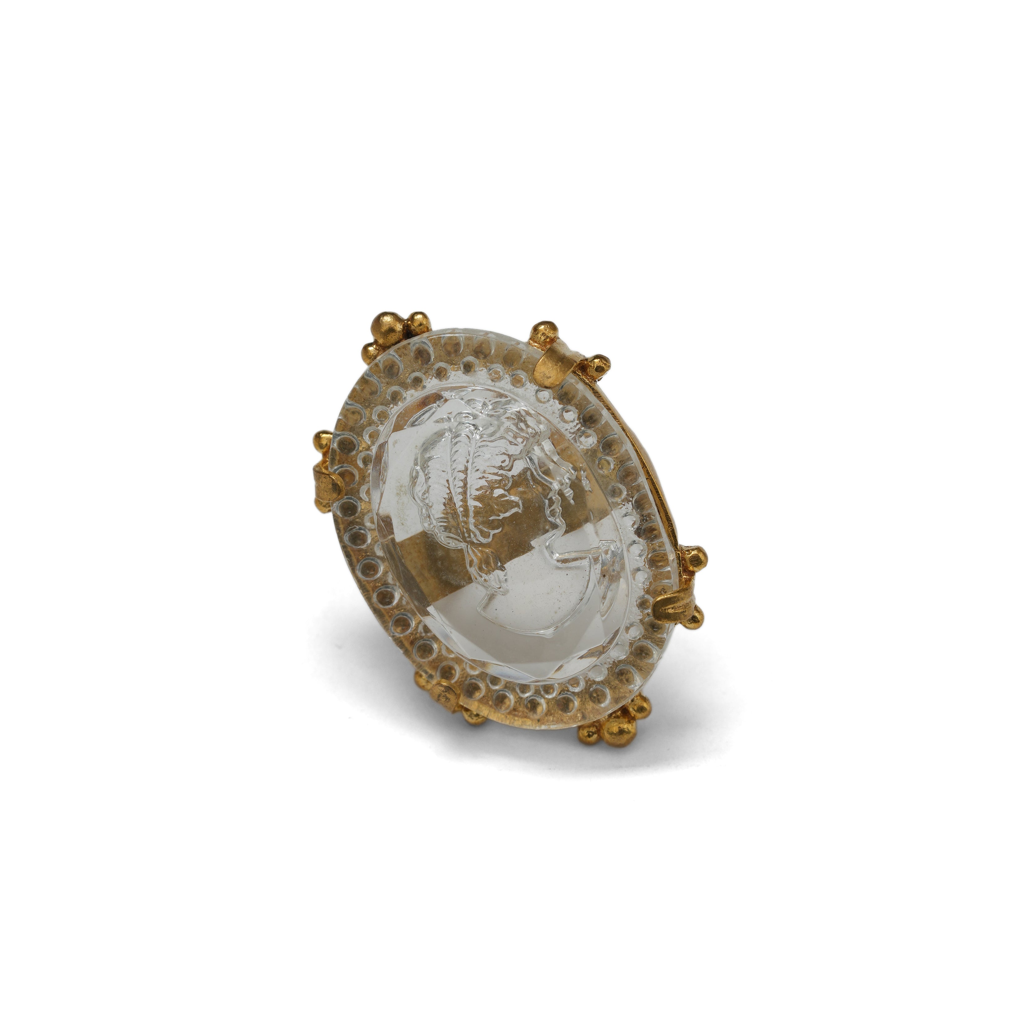Vintage Czech Glass Cameo Ring