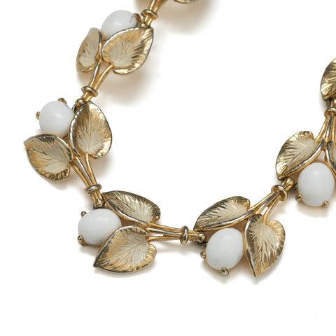 Vintage Schiaparelli Leaf And Faux Pearl Choker Necklace - Beg Borrow Steal Studio