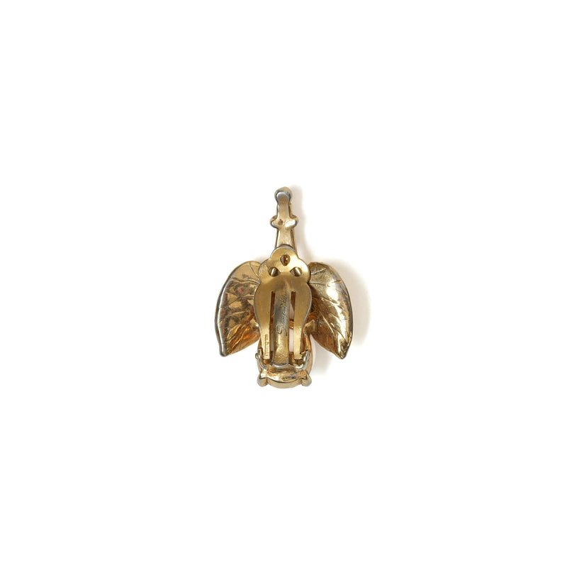 Vintage Schiaparelli Gold Leaf And White Glass Opal Drop Earrings - beg borrow steal studio
