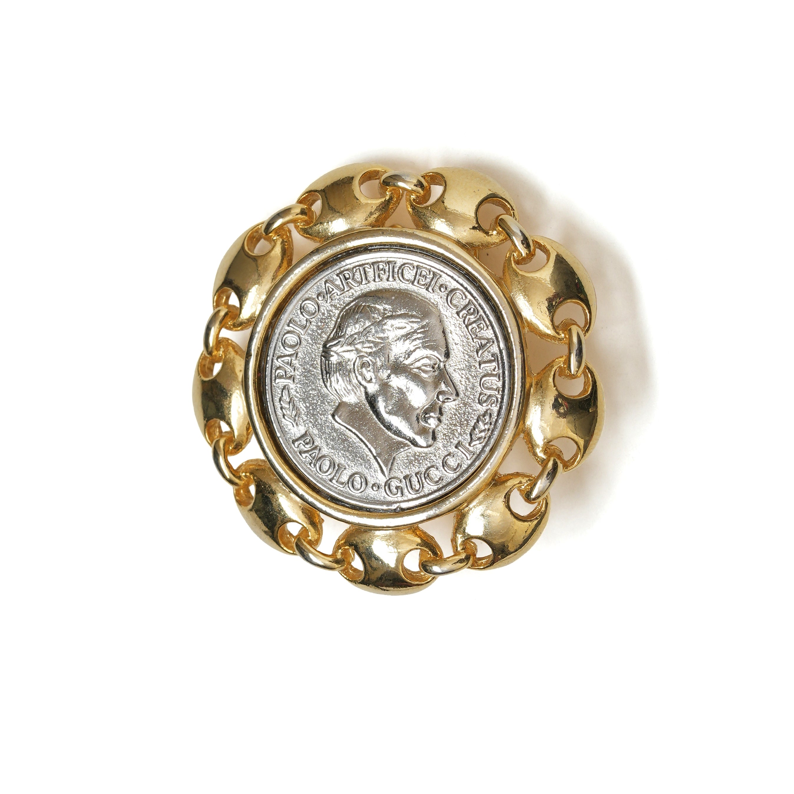 Vintage Paolo Gucci Silver Toned Central Italian Coin Medallion Earrings - beg borrow steal studio