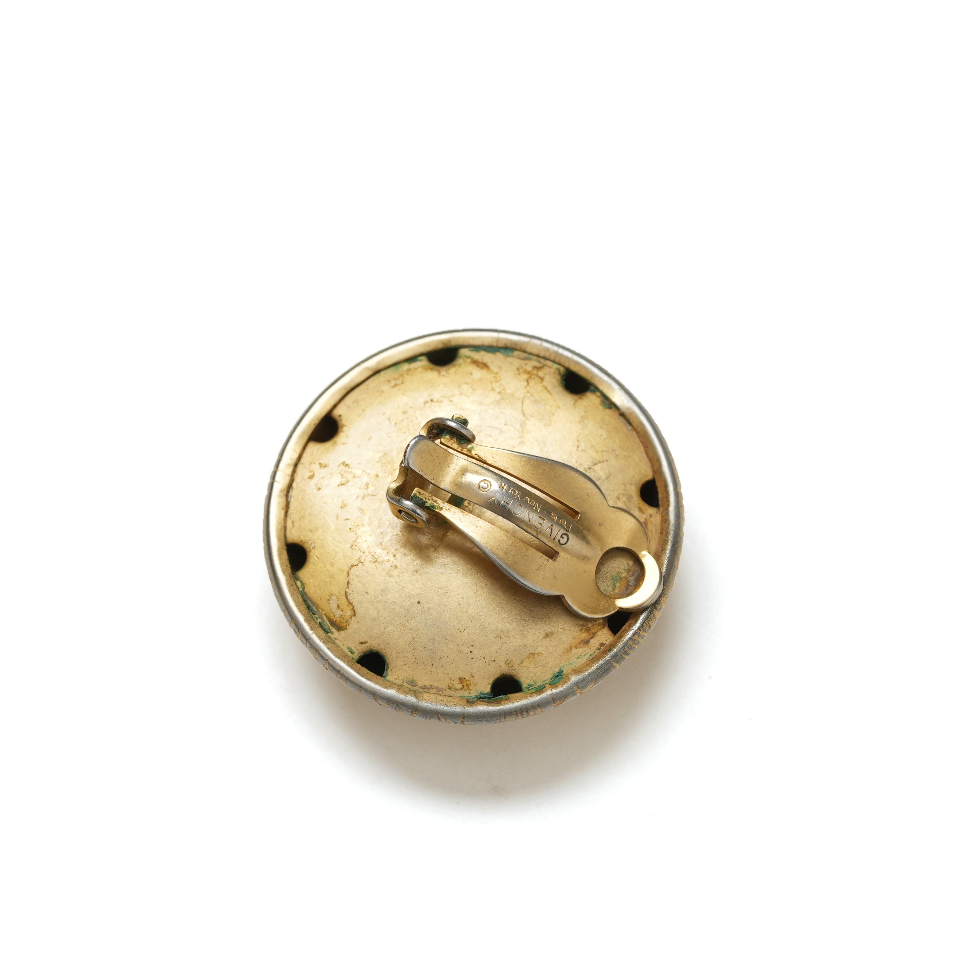 Vintage Givenchy Textured Dome Button Earrings - beg borrow steal studio
