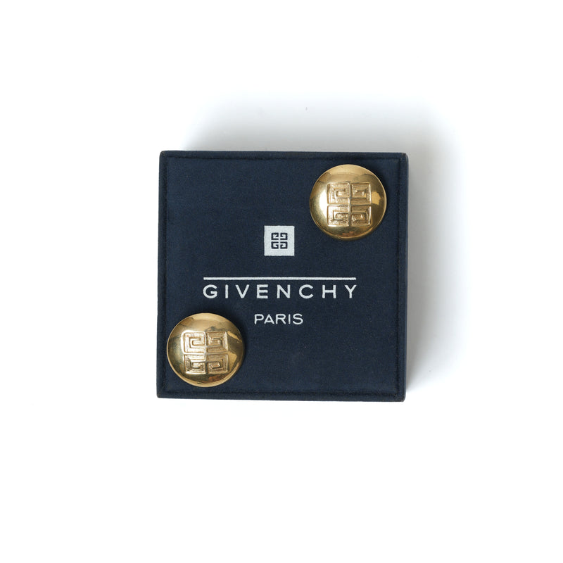 Vintage Givenchy Large Round Logo Earrings - beg borrow steal studio