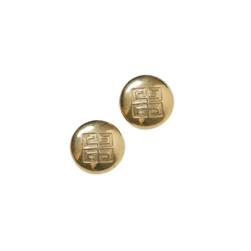 Vintage Givenchy Large Round Logo Earrings - beg borrow steal studio