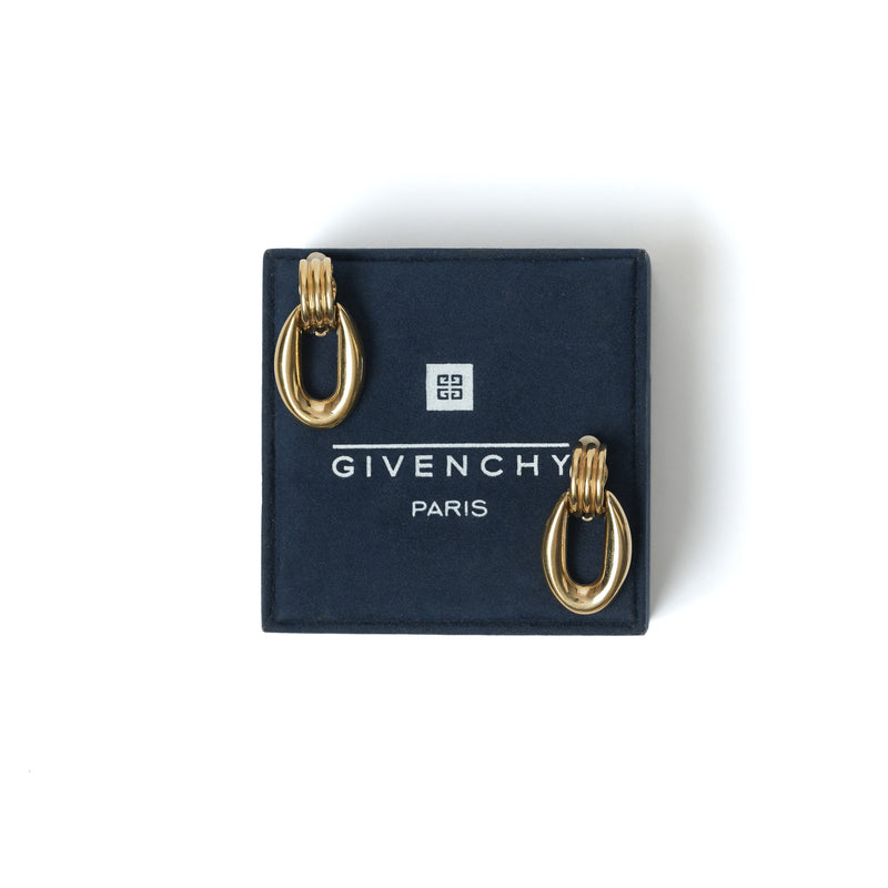 Vintage Givenchy Ribbed Door Knocker Drop Earrings - beg borrow steal studio