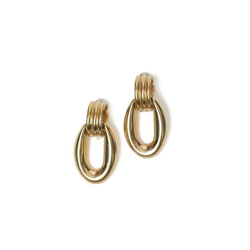 Vintage Givenchy Ribbed Door Knocker Drop Earrings - beg borrow steal studio