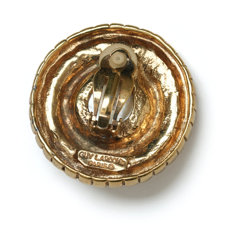 Vintage Guy Laroche Sunburst Pearl Stud Earrings - beg borrow steal studio