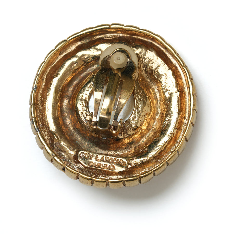 Vintage Guy Laroche Sunburst Pearl Stud Earrings