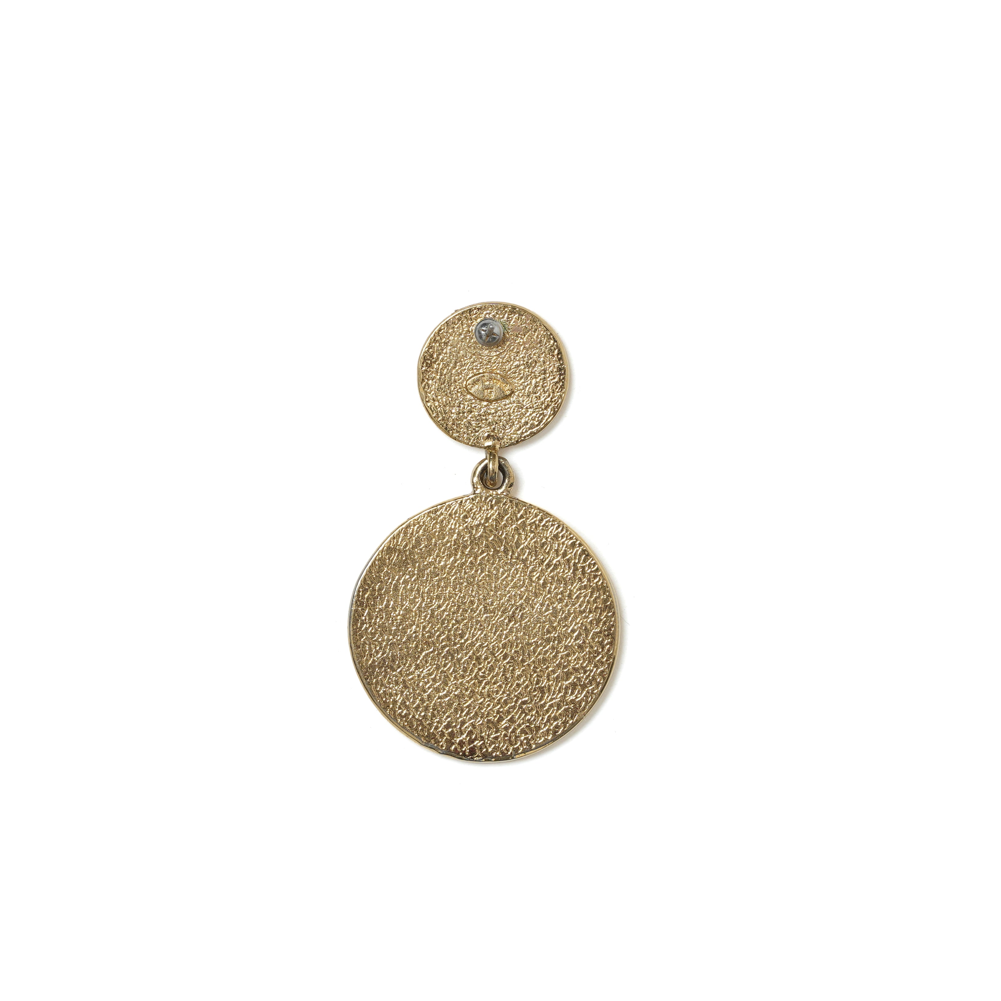 Vintage Guy Laroche Molten Gold Medallion Drop Earrings - beg borrow steal studio