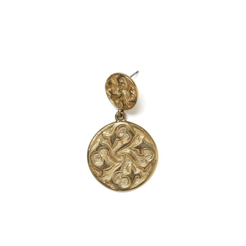Vintage Guy Laroche Molten Gold Medallion Drop Earrings - beg borrow steal studio