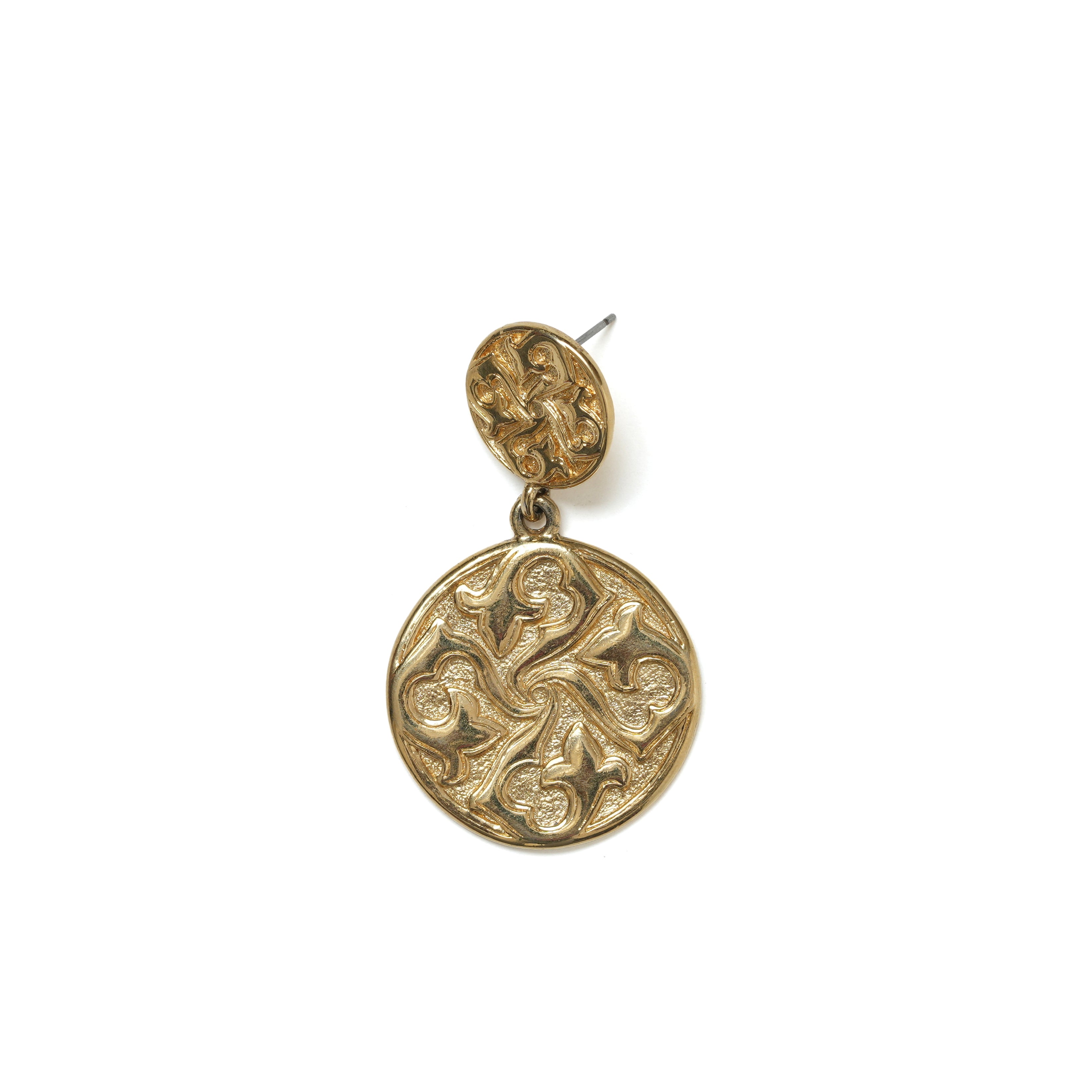 Vintage Guy Laroche Molten Gold Medallion Drop Earrings - beg borrow steal studio