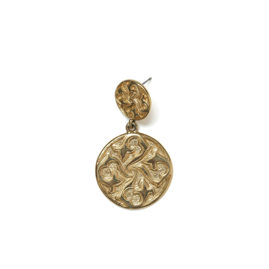 Vintage Guy Laroche Molten Gold Medallion Drop Earrings