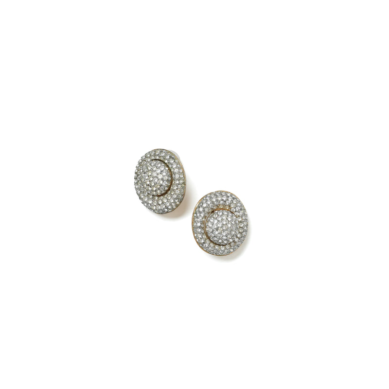Vintage Guy Laroche Crystal Pave Dome earrings - beg borrow steal studio