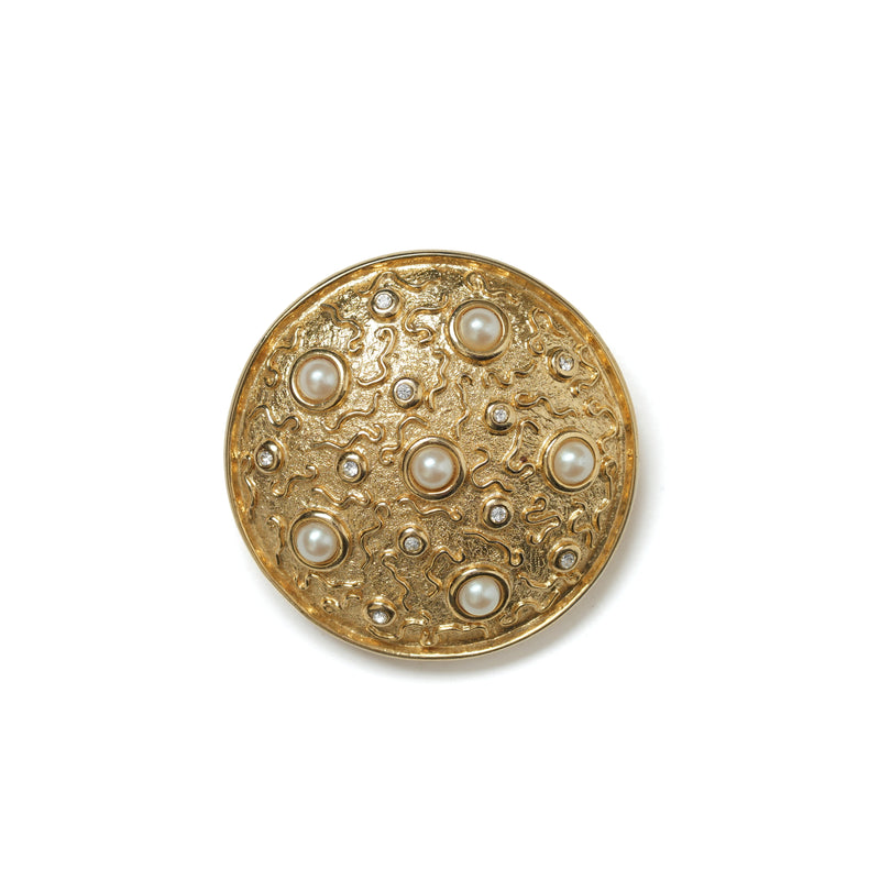 Vintage Guy Laroche Textured Dome With Pearl Accent Earrings - beg borrow steal studio